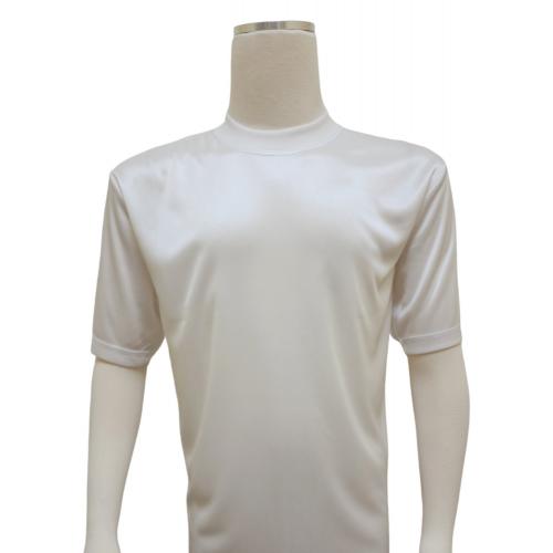 Bagazio White Tricot Dazzle Silk Feel Crew Neck Short Sleeve T-Shirt BM1143